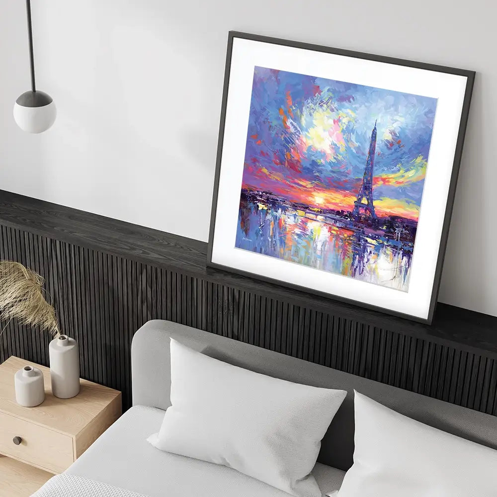 Sunset Eiffel Square Framed Art Print Sunset Eiffel Square Framed Art Print wall art product Leon Devenice