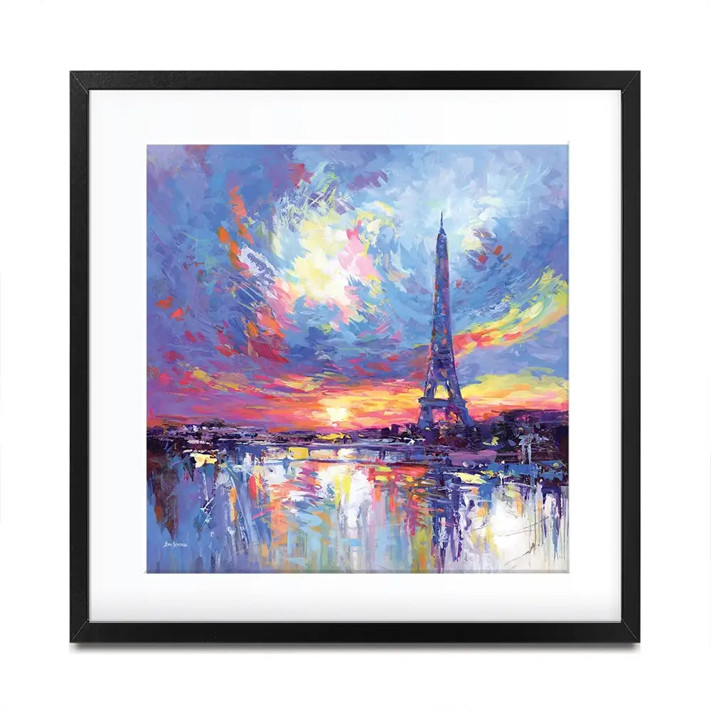 Sunset Eiffel Square Framed Art Print Sunset Eiffel Square Framed Art Print wall art product Leon Devenice