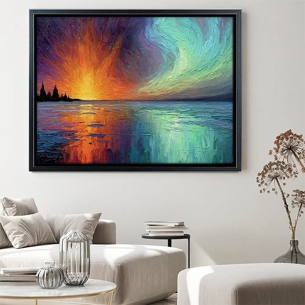 Sunset Fire And Aurora Canvas Print Sunset Fire And Aurora Canvas Print wall art product David Alexander Elder