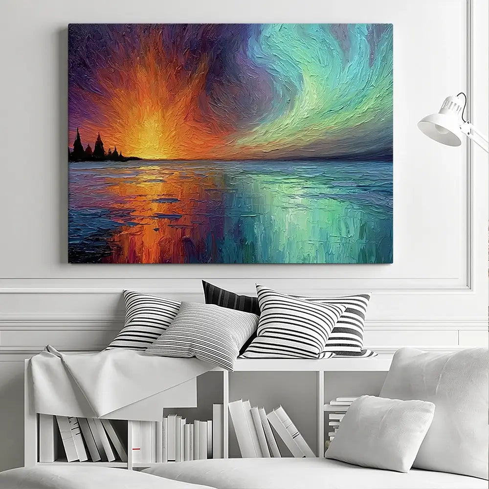 Sunset Fire And Aurora Canvas Print Sunset Fire And Aurora Canvas Print wall art product David Alexander Elder