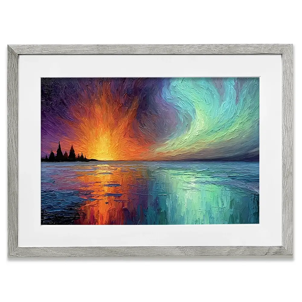 Sunset Fire And Aurora Framed Art Print Sunset Fire And Aurora Framed Art Print wall art product David Alexander Elder
