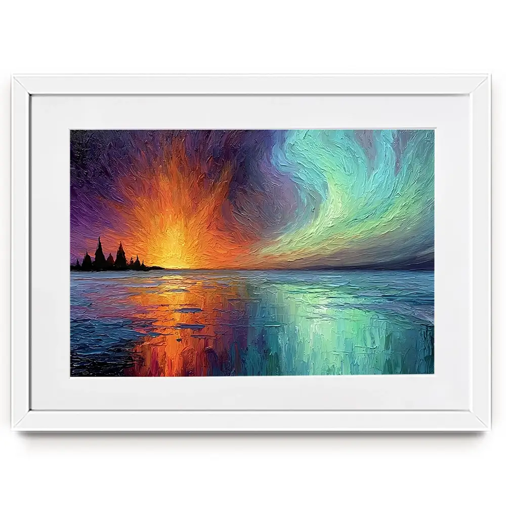 Sunset Fire And Aurora Framed Art Print Sunset Fire And Aurora Framed Art Print wall art product David Alexander Elder