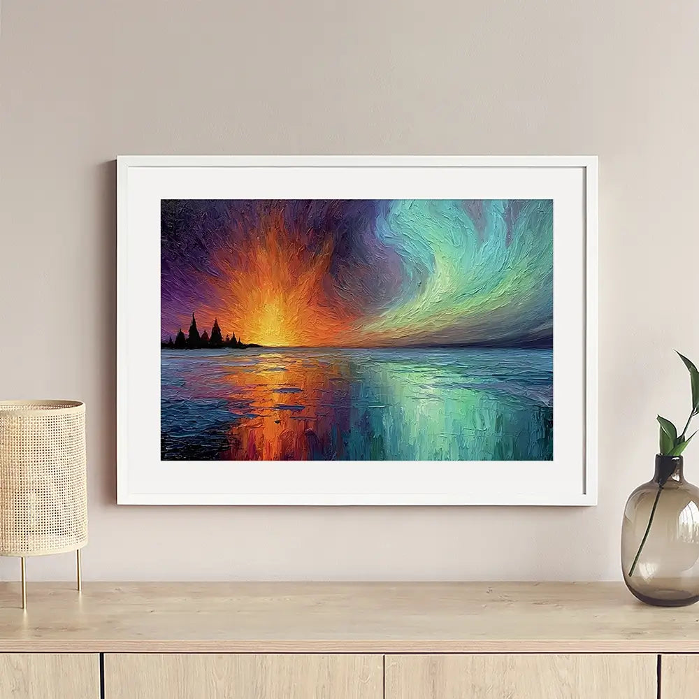 Sunset Fire And Aurora Framed Art Print Sunset Fire And Aurora Framed Art Print wall art product David Alexander Elder