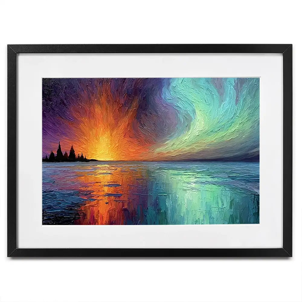 Sunset Fire And Aurora Framed Art Print Sunset Fire And Aurora Framed Art Print wall art product David Alexander Elder