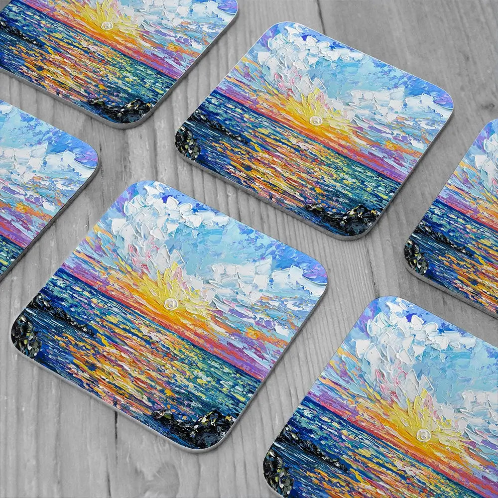 Sunset Gazing Coaster Set Sunset Gazing Coaster Set wall art product Olga Tkachyk
