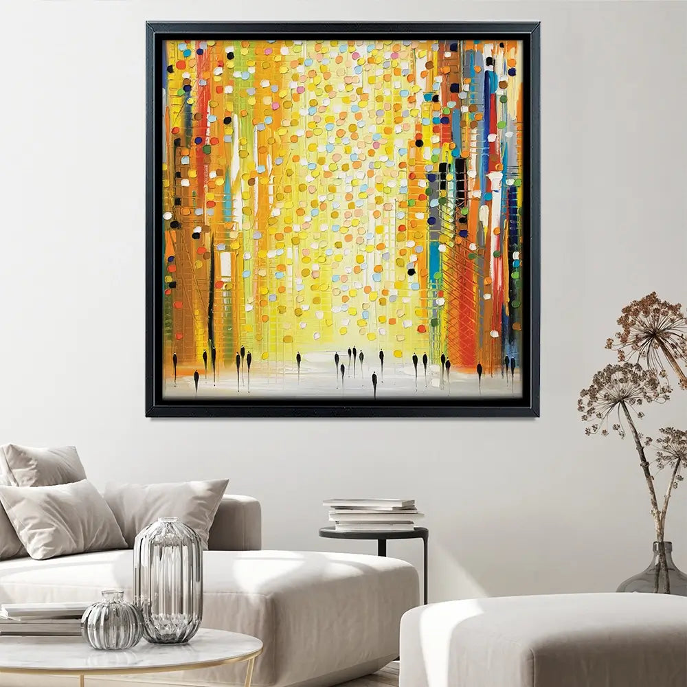 Sunset Lights Square Canvas Print Sunset Lights Square Canvas Print wall art product Ekaterina Ermilkina