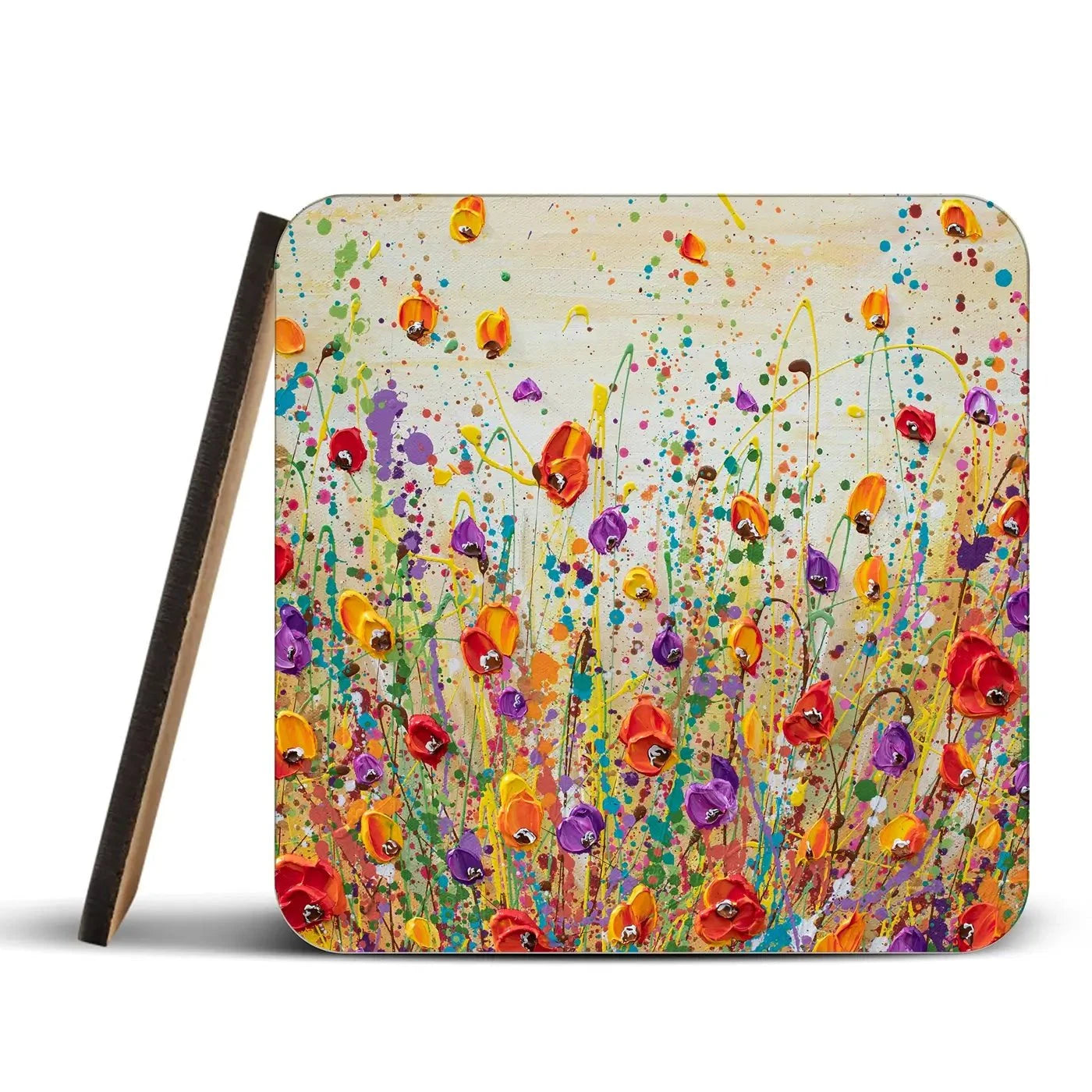 Sunset Meadow Coaster Set Rainbow Soul Tree Coaster Set | Rainbow Soul Tree Art Coasters wall art product Olga Tkachyk