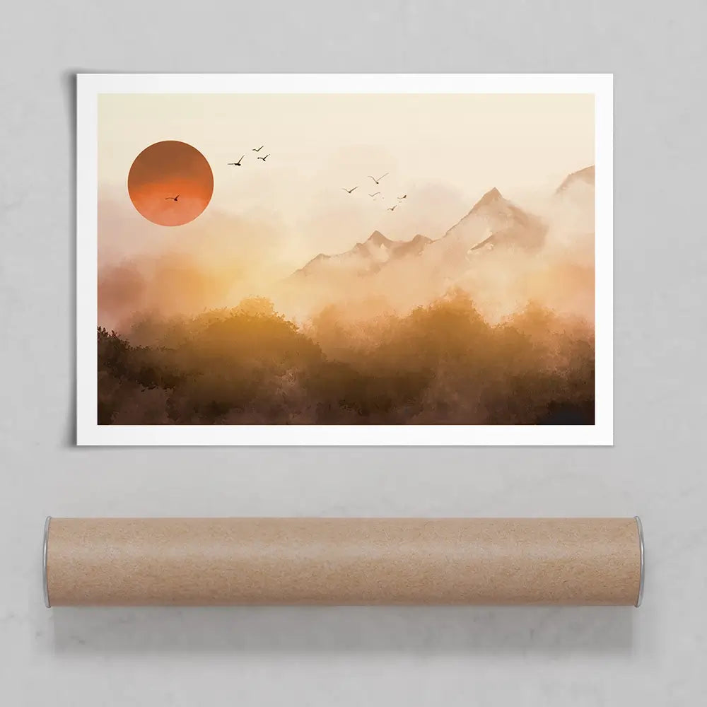 Sunset Mountain Tops Art Print Sunset Mountain Tops Art Print wall art product Art Print Shop