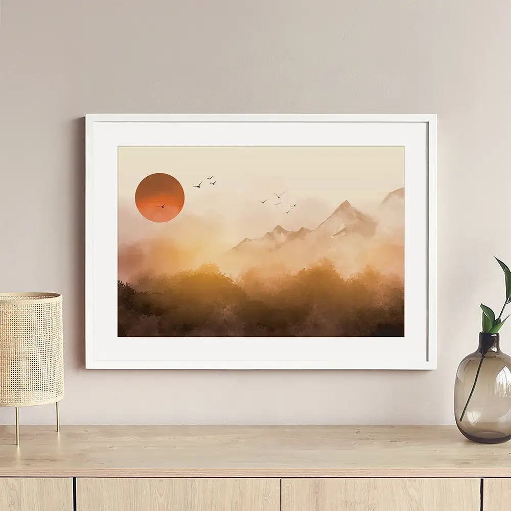 Sunset Mountain Tops Framed Art Print Sunset Mountain Tops Framed Art Print wall art product Art Print Shop