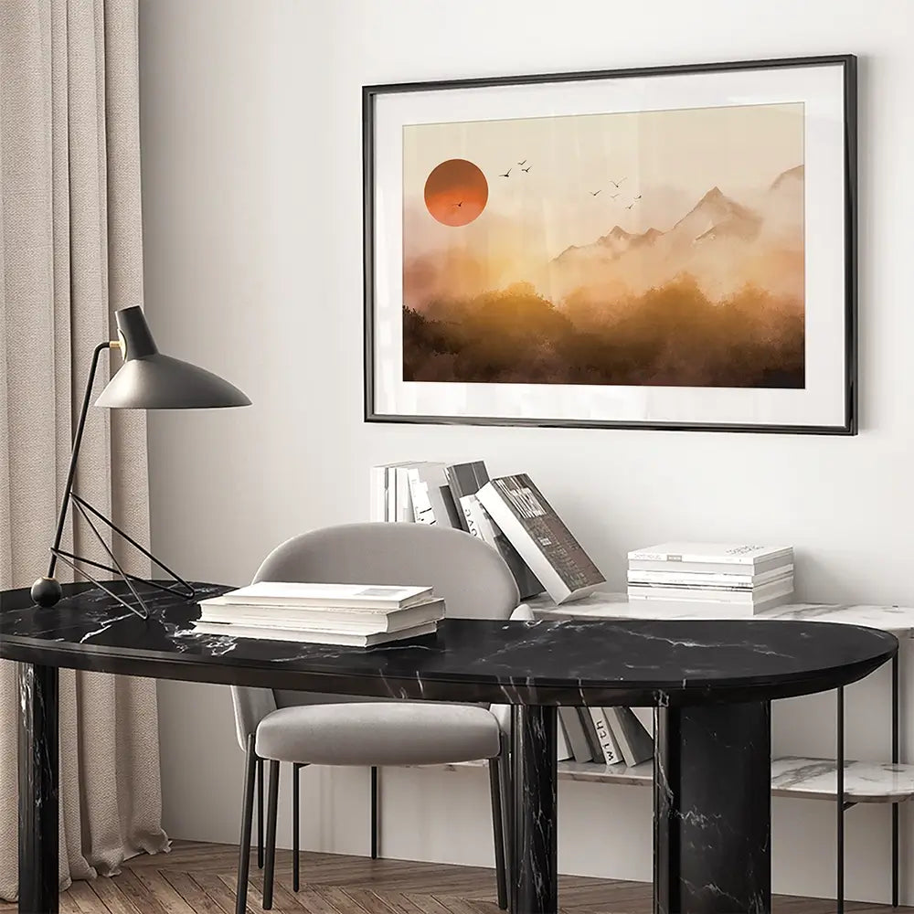 Sunset Mountain Tops Framed Art Print Sunset Mountain Tops Framed Art Print wall art product Art Print Shop