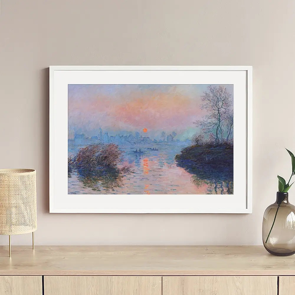 Sunset On The Seine At Lavacourt Winter Effect Framed Art Print Sunset On The Seine At Lavacourt Winter Effect Framed Art Print wall art product Claude Monet