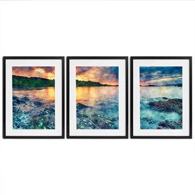 Sunset Over The Bay Framed Art Print Trio Sunset Over The Bay Framed Art Print Trio wall art product Helen Hotson / Shutterstock