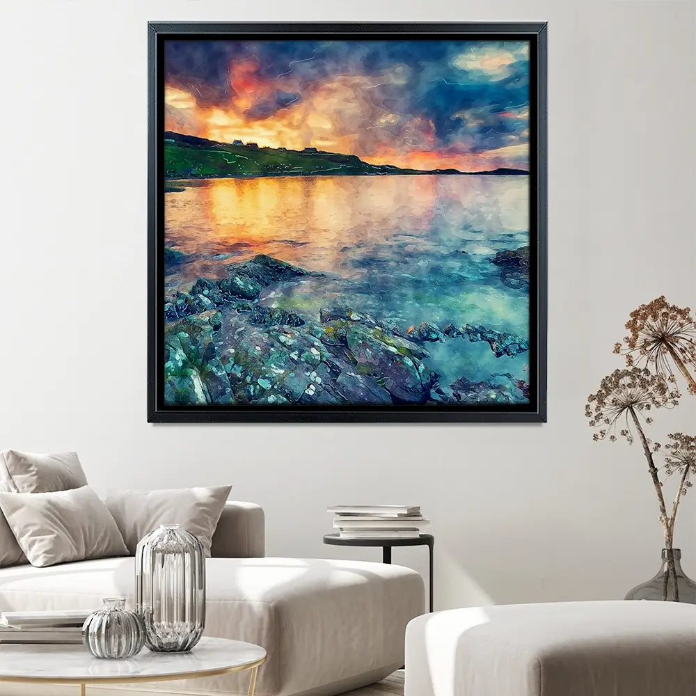 Sunset Over The Bay Square Canvas Print Sunset Over The Bay Square Canvas Print wall art product Helen Hotson / Shutterstock