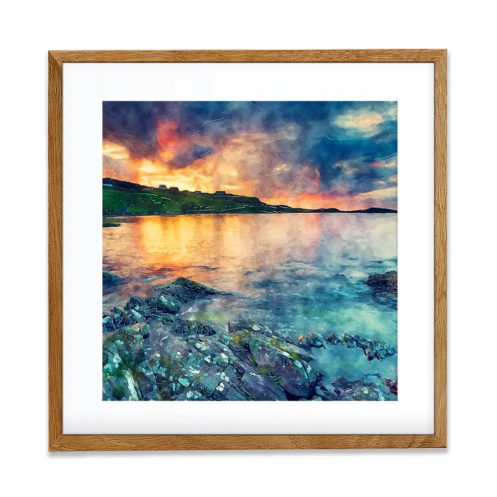 Sunset Over The Bay Square Framed Art Print Sunset Over The Bay Square Framed Art Print wall art product Helen Hotson / Shutterstock