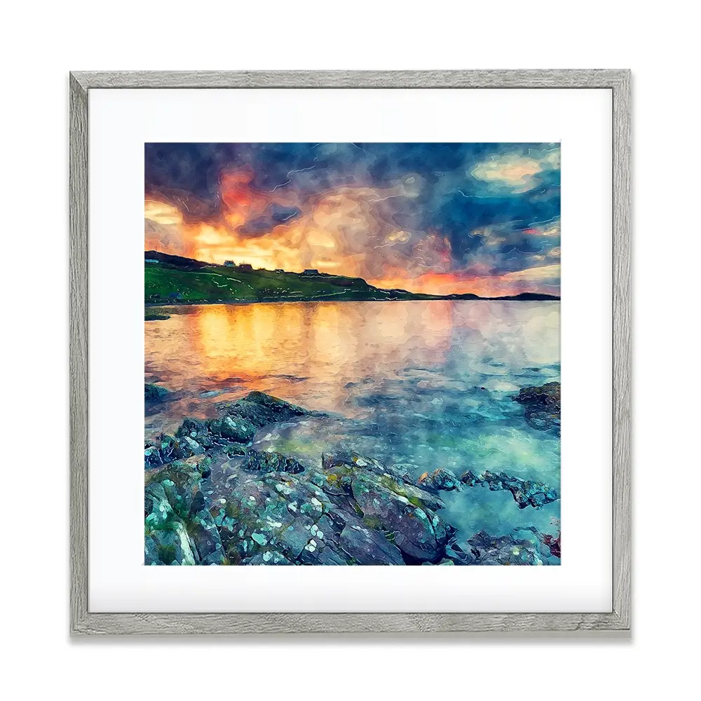 Sunset Over The Bay Square Framed Art Print Sunset Over The Bay Square Framed Art Print wall art product Helen Hotson / Shutterstock