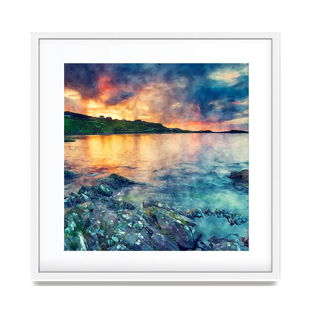 Sunset Over The Bay Square Framed Art Print Sunset Over The Bay Square Framed Art Print wall art product Helen Hotson / Shutterstock