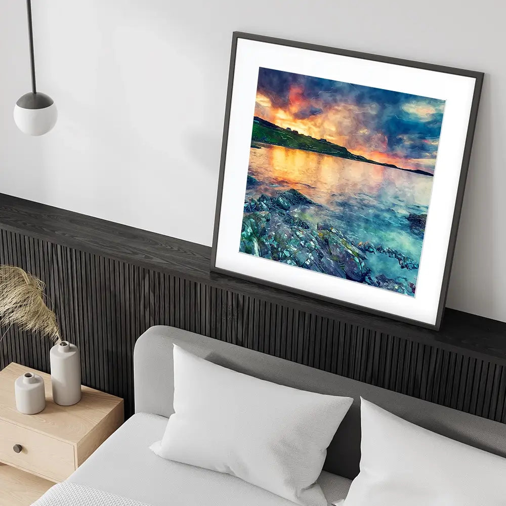 Sunset Over The Bay Square Framed Art Print Sunset Over The Bay Square Framed Art Print wall art product Helen Hotson / Shutterstock