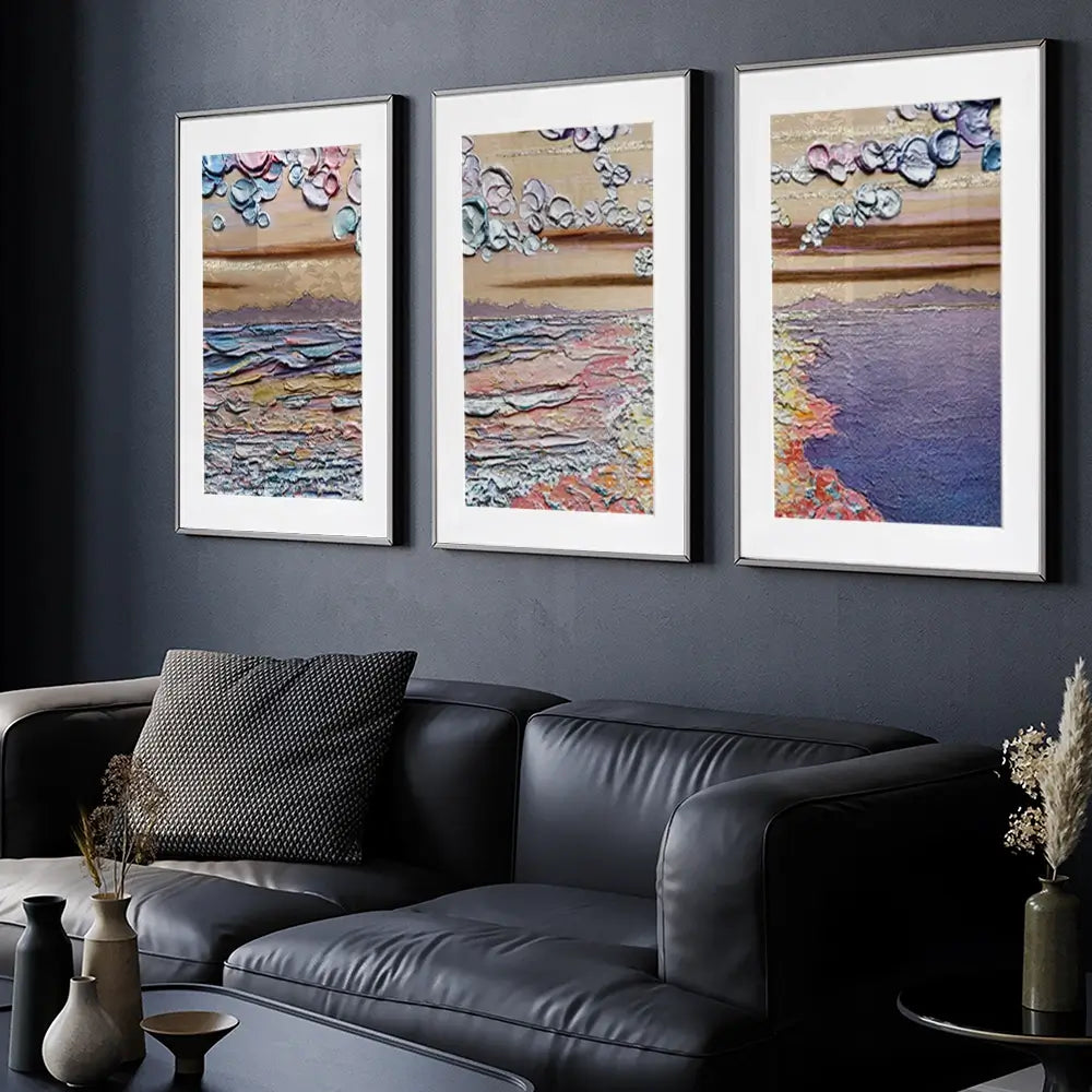 Sunset Sorbet Framed Art Print Trio Sunset Sorbet Framed Art Print Trio wall art product Nada Khatib