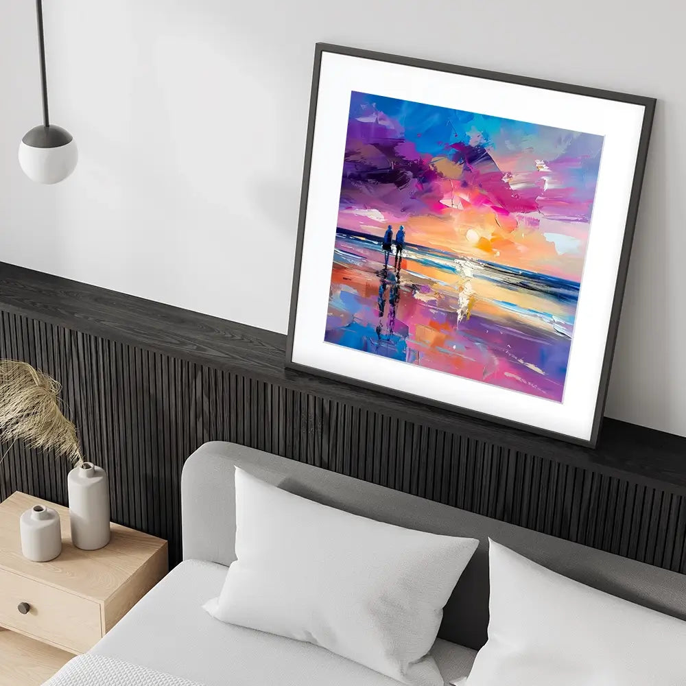 Sunset Strolling Square Framed Art Print Sunset Strolling Square Framed Art Print wall art product Art Print Shop