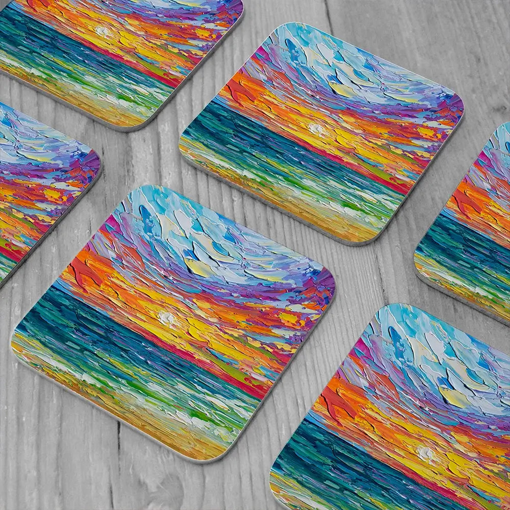 Sunset Swish Coaster Set Sunset Swish Coaster Set wall art product Art Print Shop