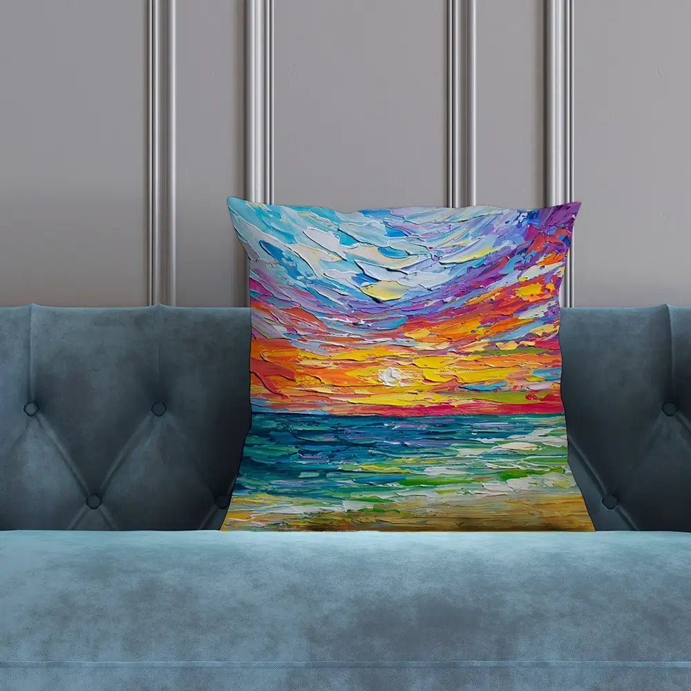 Sunset Swish Cushion Sunset Swish Cushion wall art product Art Print Shop