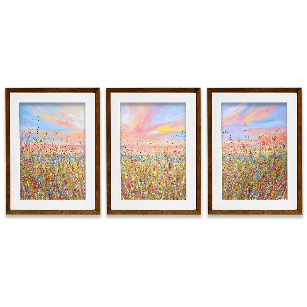 Sunset Wildflowers Framed Art Print Trio Sunset Wildflowers Framed Art Print Trio wall art product Olga Tkachyk