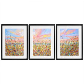 Sunset Wildflowers Framed Art Print Trio Sunset Wildflowers Framed Art Print Trio wall art product Olga Tkachyk