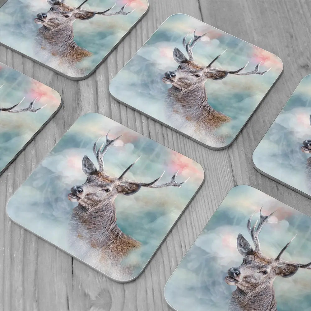 Surreal Stag Coaster Set Rainbow Soul Tree Coaster Set | Rainbow Soul Tree Art Coasters wall art product jack53 / Shutterstock