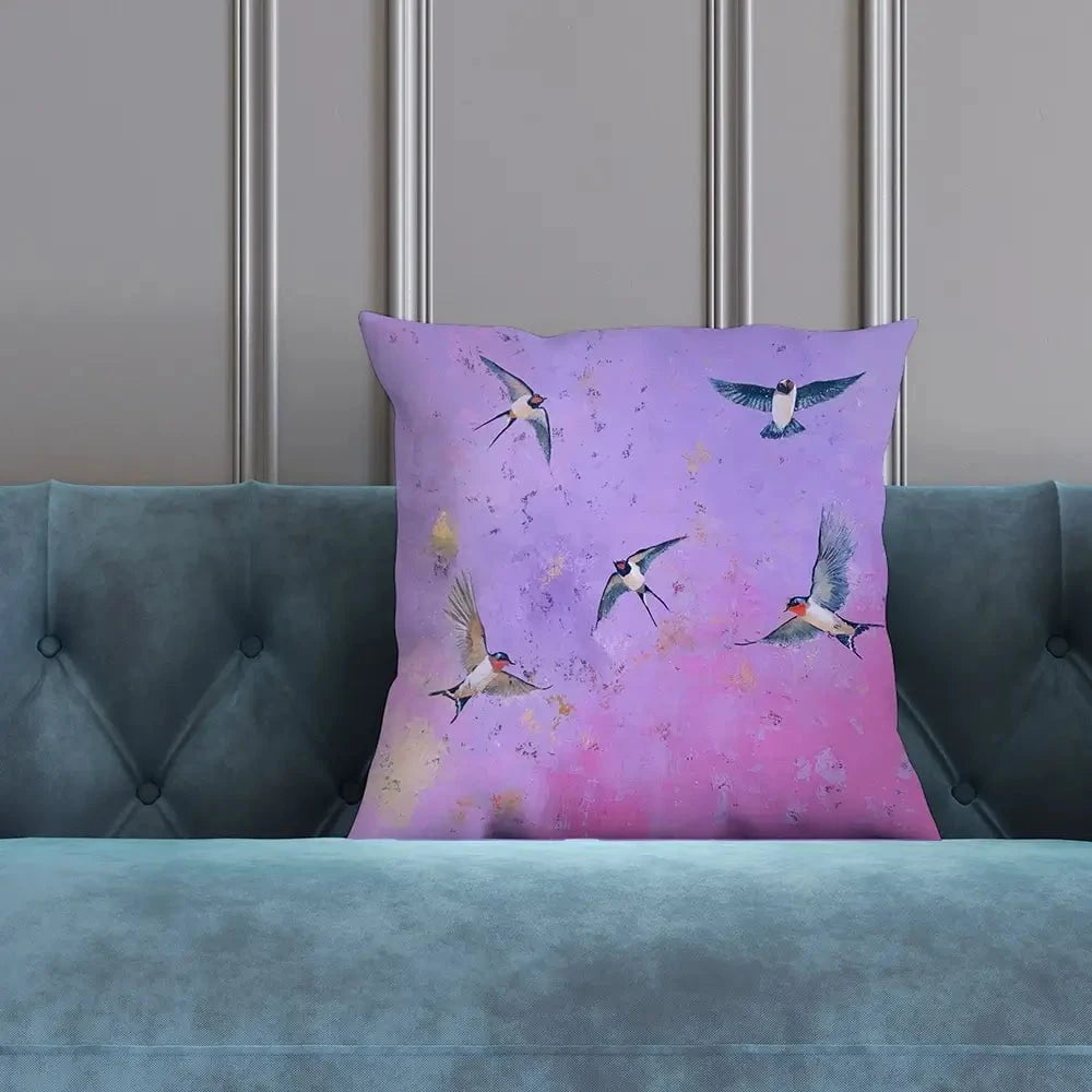 Swallows At Sunset Cushion Swallows At Sunset Cushion wall art product Laure Bury