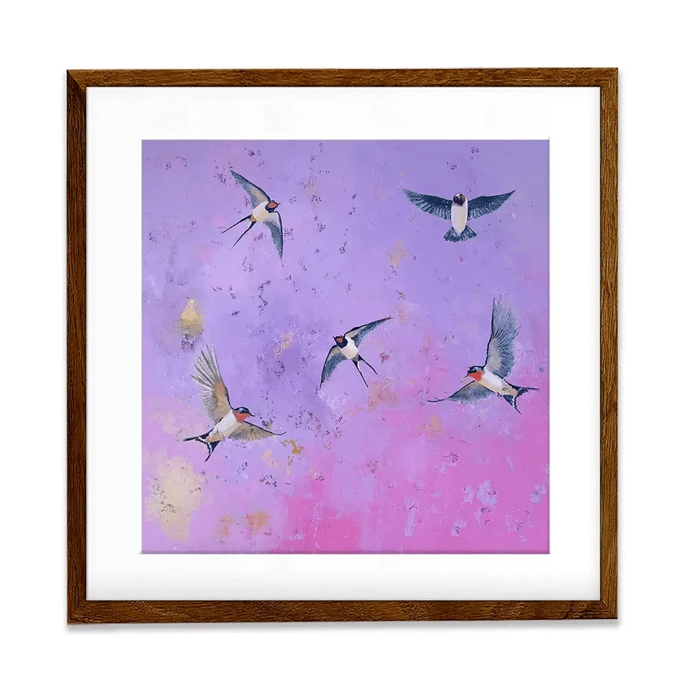 Swallows At Sunset Square Framed Art Print Swallows At Sunset Square Framed Art Print wall art product Laure Bury