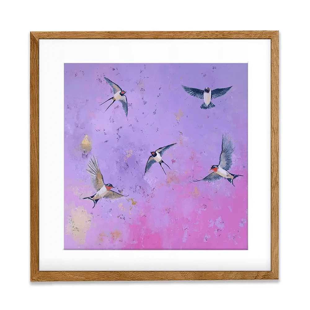 Swallows At Sunset Square Framed Art Print Swallows At Sunset Square Framed Art Print wall art product Laure Bury