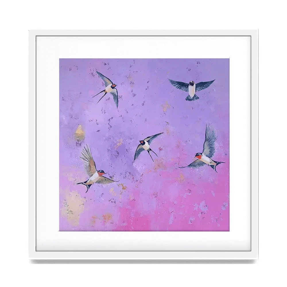 Swallows At Sunset Square Framed Art Print Swallows At Sunset Square Framed Art Print wall art product Laure Bury