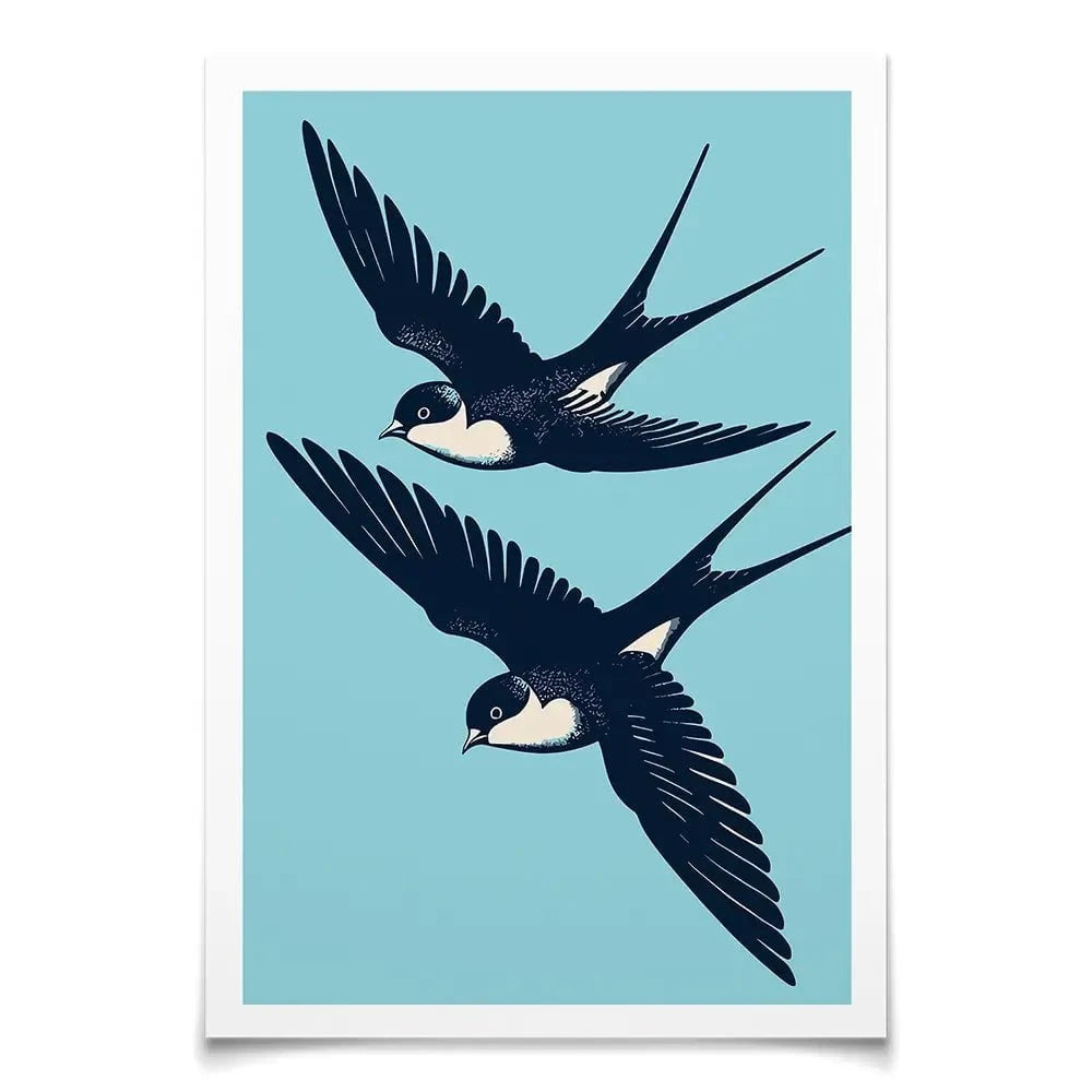 Swallows Diving Art Print Swallows Diving Art Print wall art product P & M Print Gallery