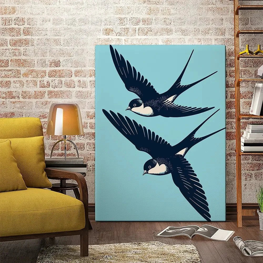 Swallows Diving Canvas Print Swallows Diving Canvas Print wall art product P & M Print Gallery