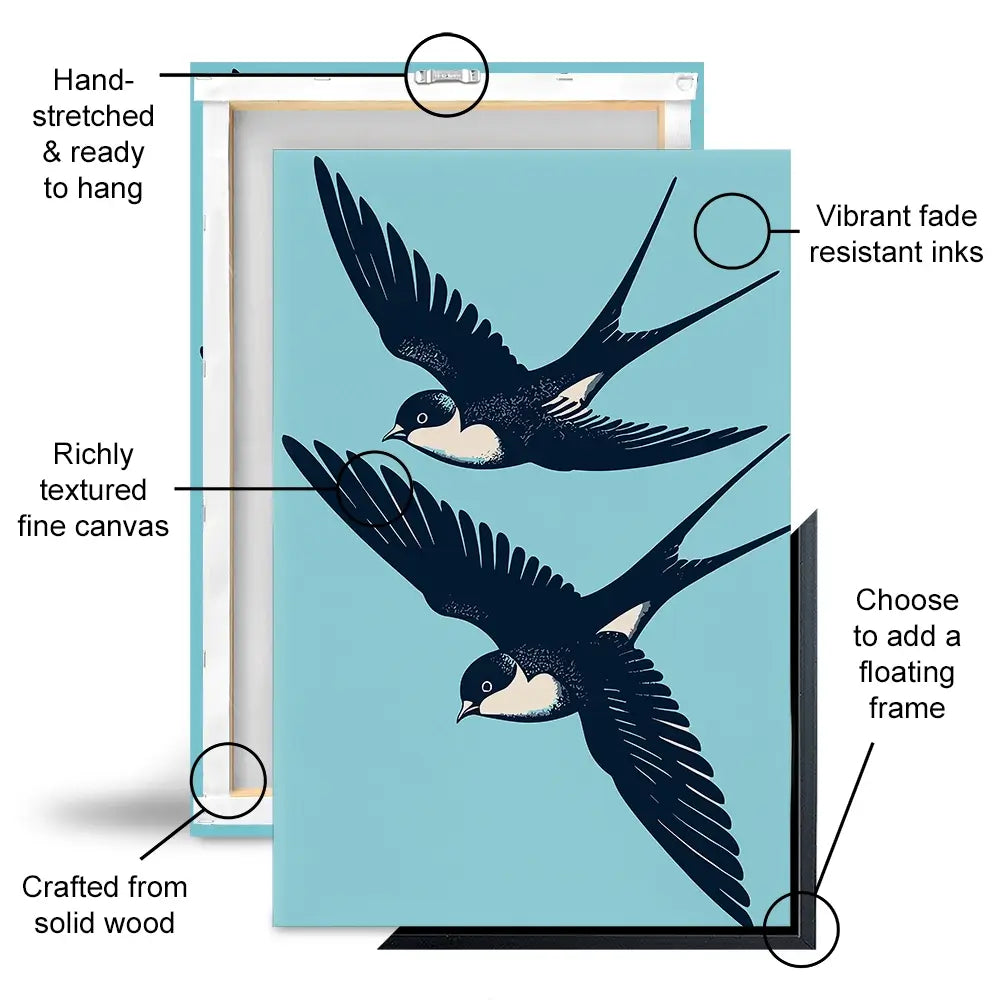 Swallows Diving Canvas Print Swallows Diving Canvas Print wall art product P & M Print Gallery