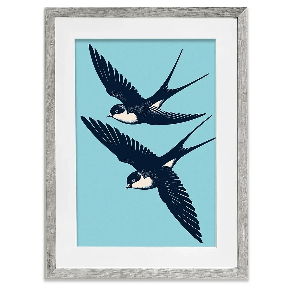 Swallows Diving Framed Art Print Swallows Diving Framed Art Print wall art product P & M Print Gallery
