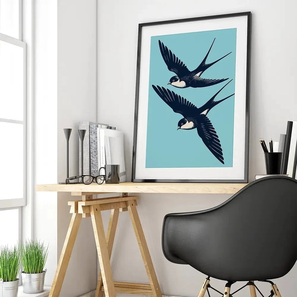 Swallows Diving Framed Art Print Swallows Diving Framed Art Print wall art product P & M Print Gallery