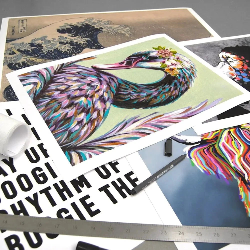 Swan With Flowers Art Print Swan With Flowers Art Print wall art product Carolee Vitaletti