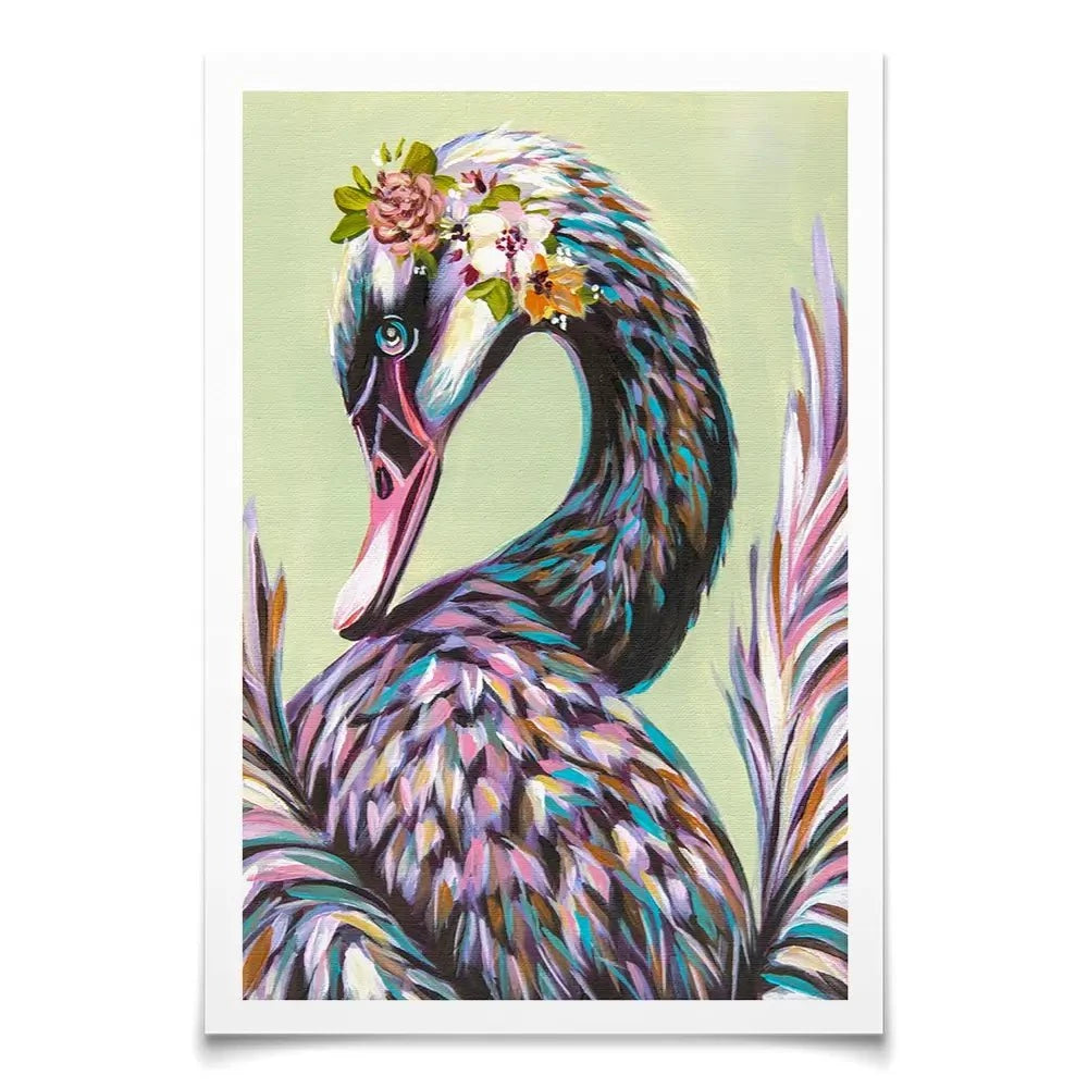 Swan With Flowers Art Print Swan With Flowers Art Print wall art product Carolee Vitaletti