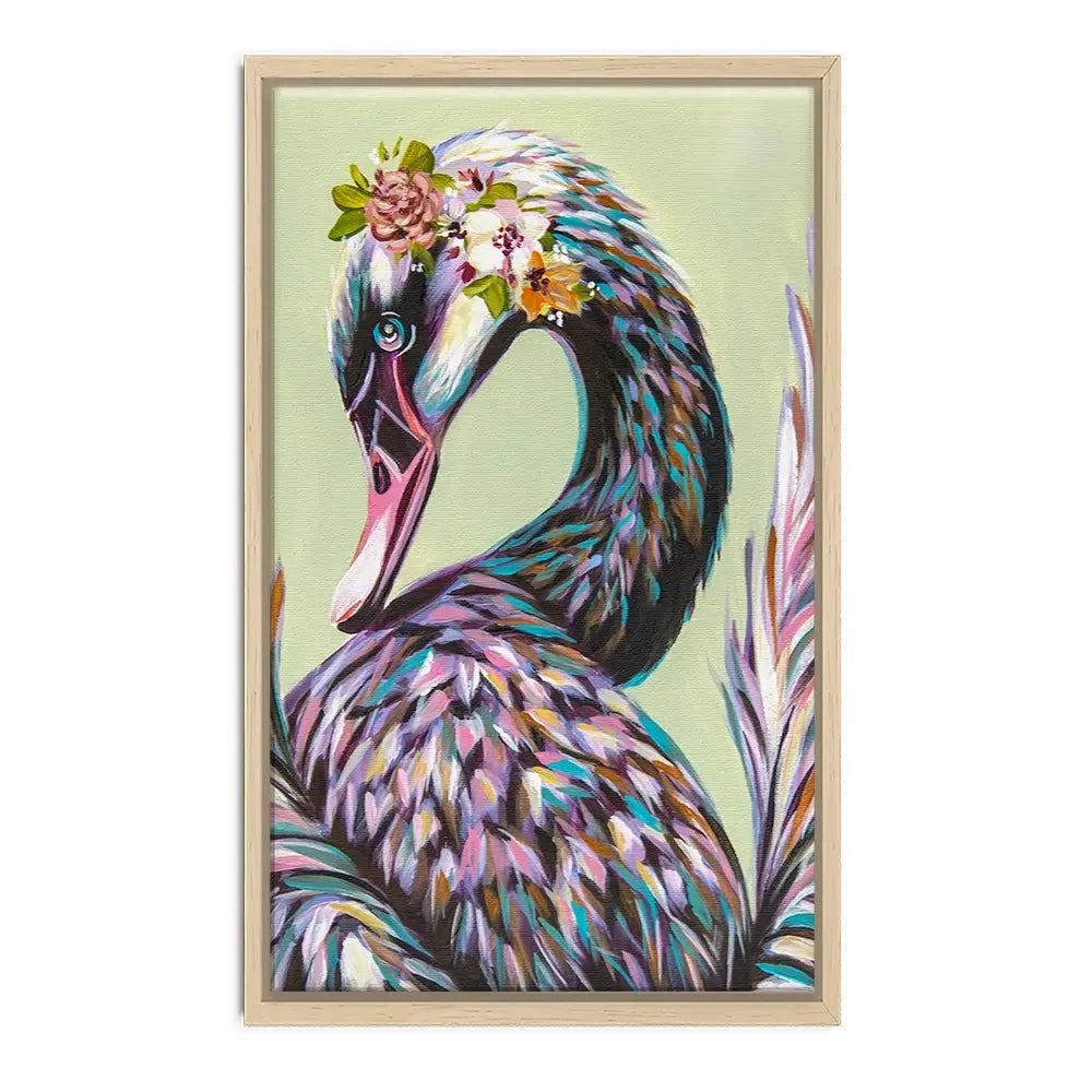 Swan With Flowers Canvas Print Swan With Flowers Canvas Print wall art product Carolee Vitaletti