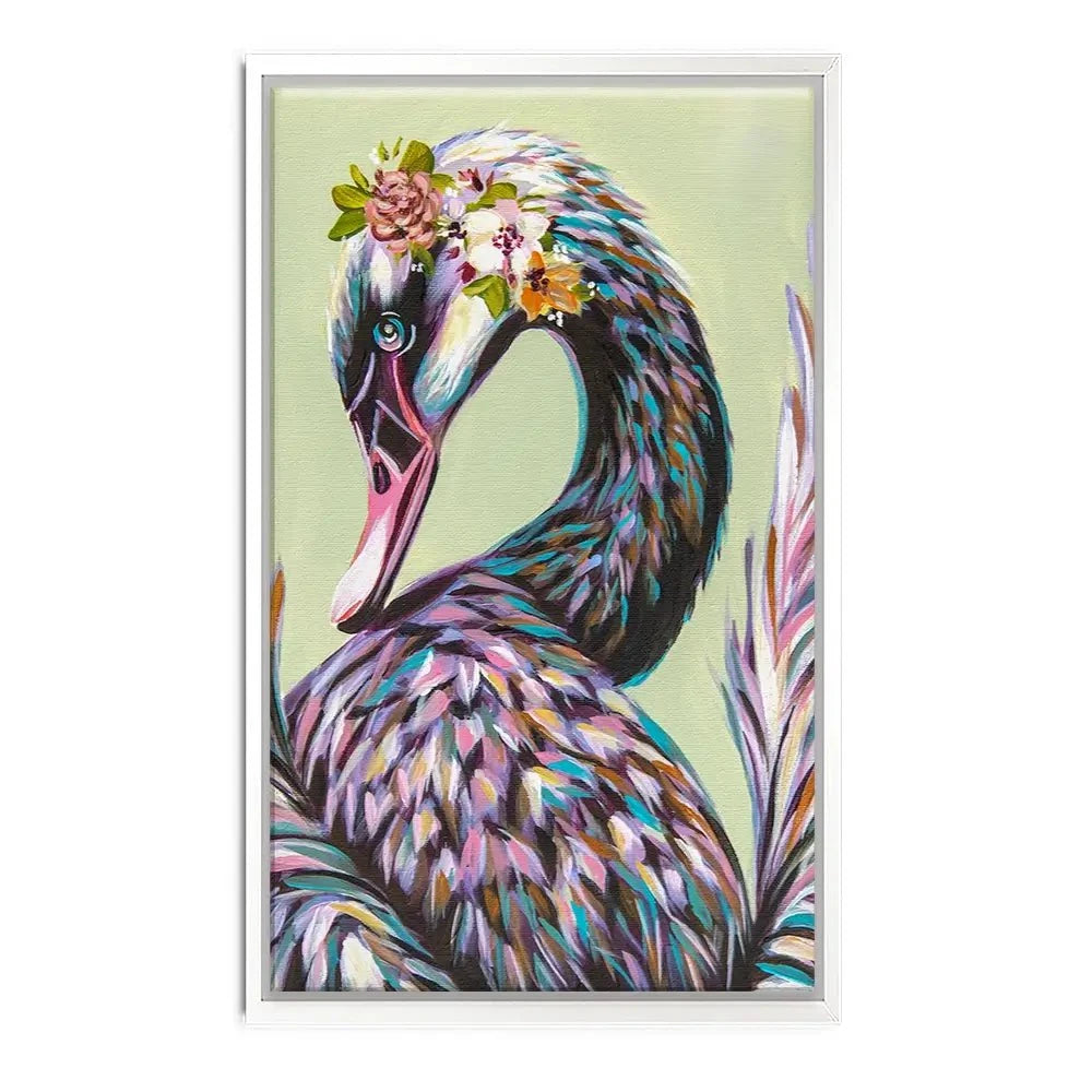 Swan With Flowers Canvas Print Swan With Flowers Canvas Print wall art product Carolee Vitaletti