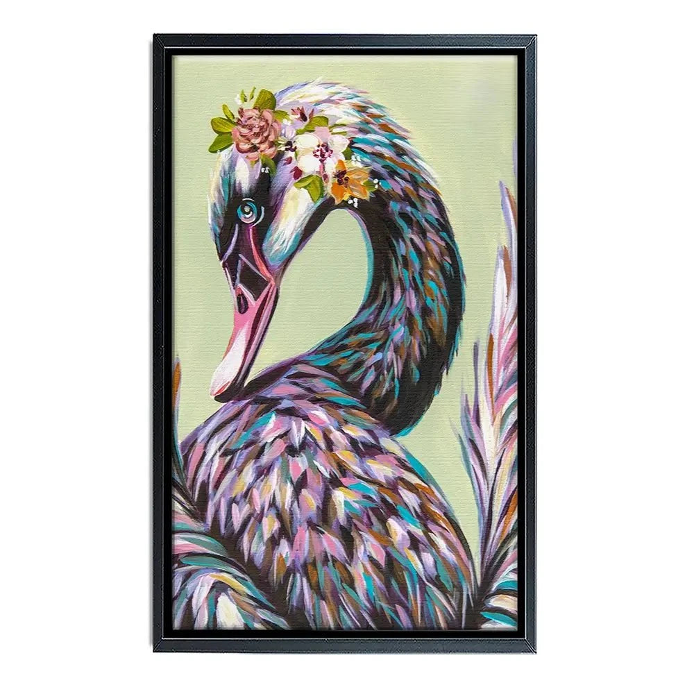 Swan With Flowers Canvas Print Swan With Flowers Canvas Print wall art product Carolee Vitaletti