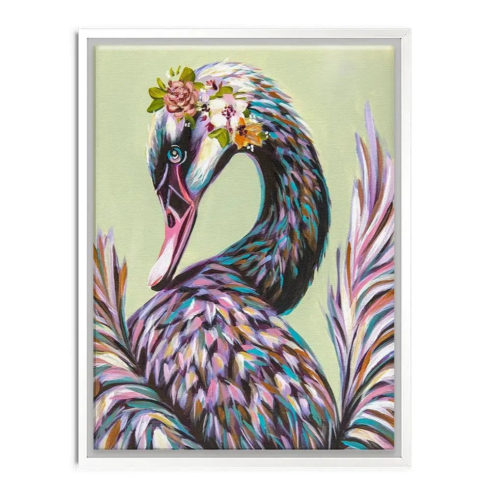 Swan With Flowers Canvas Print Swan With Flowers Canvas Print wall art product Carolee Vitaletti