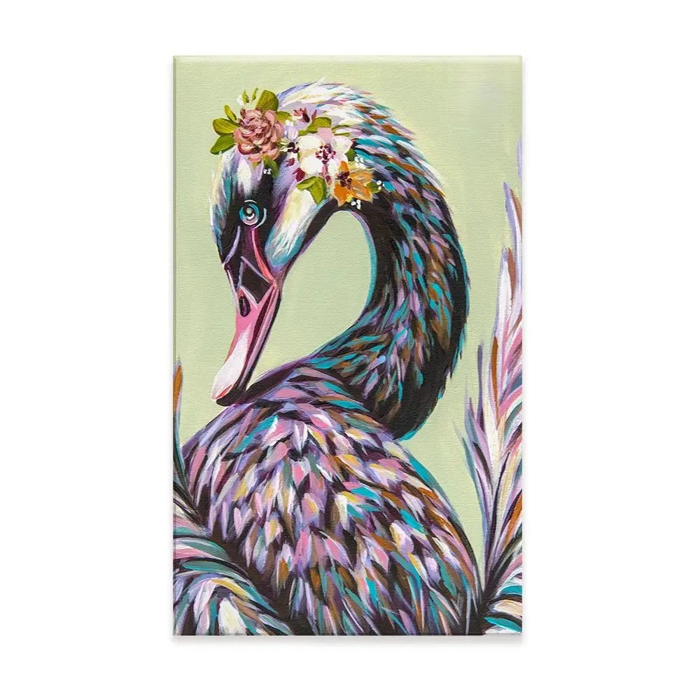 Swan With Flowers Canvas Print Swan With Flowers Canvas Print wall art product Carolee Vitaletti