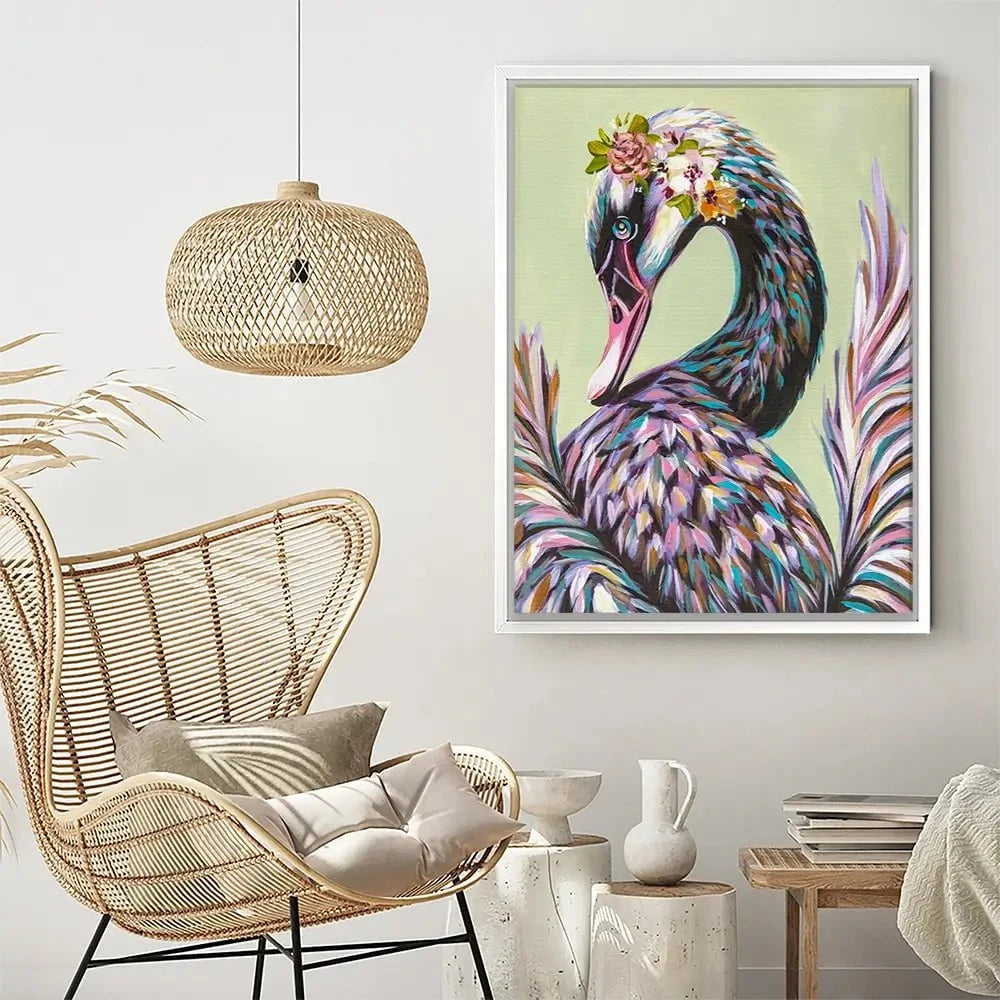 Swan With Flowers Canvas Print Swan With Flowers Canvas Print wall art product Carolee Vitaletti