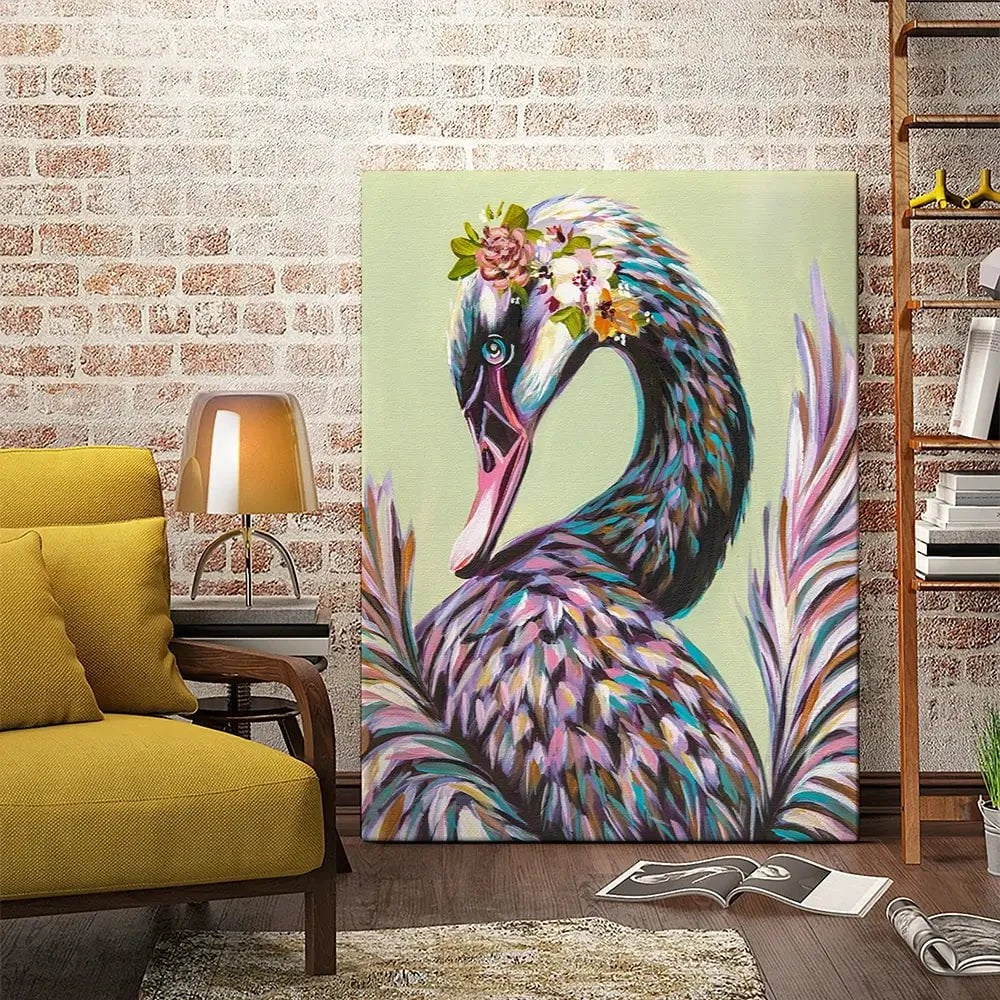 Swan With Flowers Canvas Print Swan With Flowers Canvas Print wall art product Carolee Vitaletti