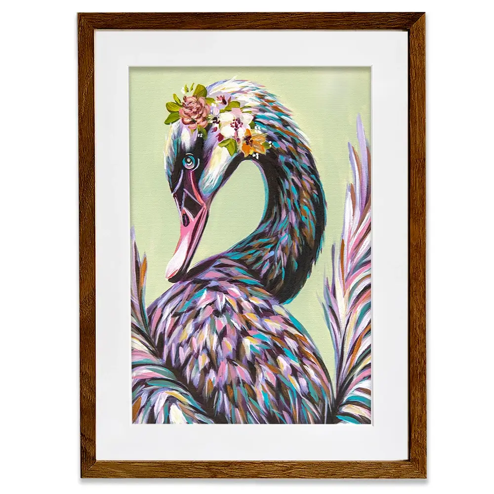 Swan With Flowers Framed Art Print Swan With Flowers Framed Art Print wall art product Carolee Vitaletti