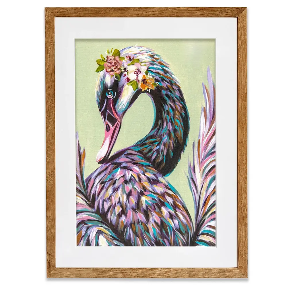 Swan With Flowers Framed Art Print Swan With Flowers Framed Art Print wall art product Carolee Vitaletti
