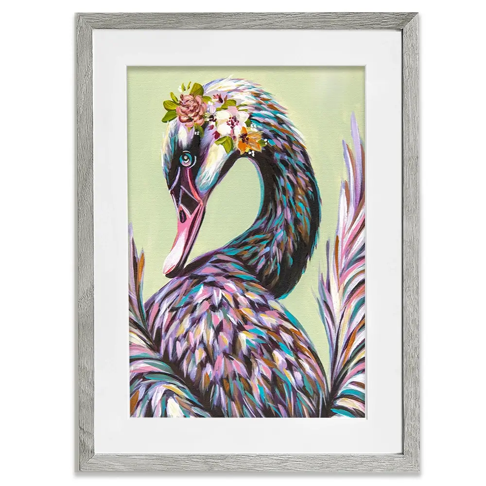 Swan With Flowers Framed Art Print Swan With Flowers Framed Art Print wall art product Carolee Vitaletti