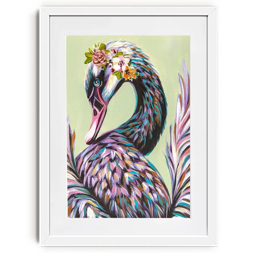 Swan With Flowers Framed Art Print Swan With Flowers Framed Art Print wall art product Carolee Vitaletti